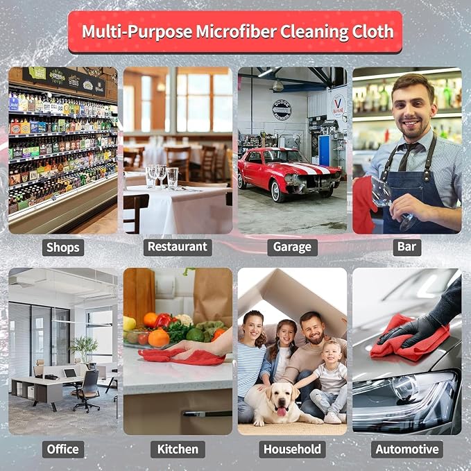 HOMERHYME Microfiber Cleaning Cloth, 200 Pack Red Cleaning Rags Microfiber - Image 6
