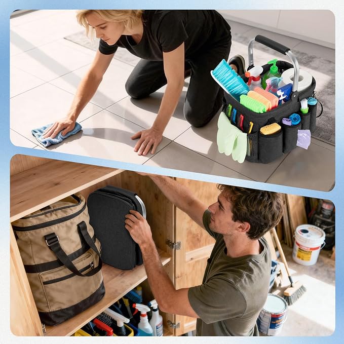 Cleaning Caddy Organizer with Handle, Cleaning Tote Bag with Multiple Pockets - Image 7