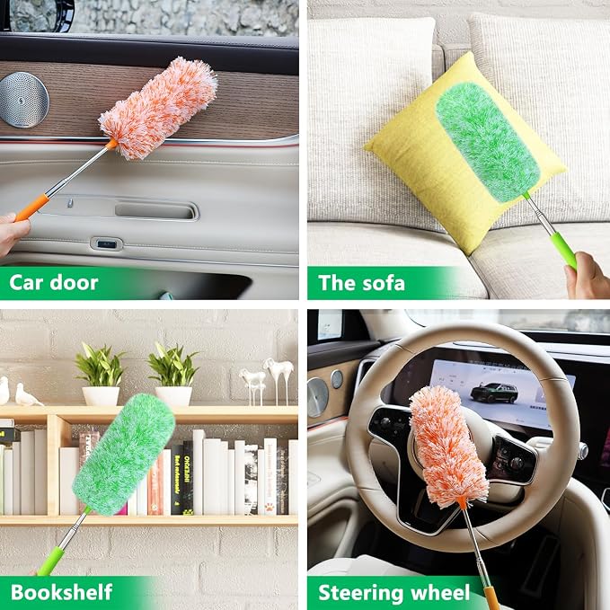 2 Pack Extendable Microfiber Feather Duster, Electrostatic Microfiber Head - Image 5