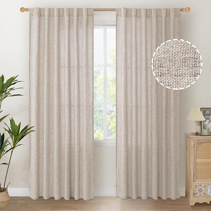 YoungsTex Natural Linen Curtains 80 Inch Length by YoungsTex