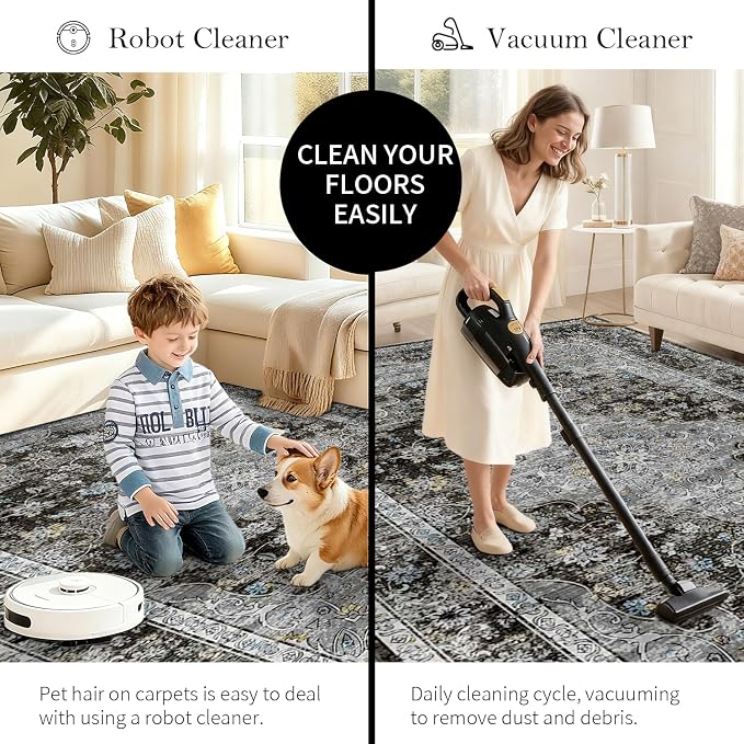 Area Rugs 5x7, Washable Black Rugs - Image 7