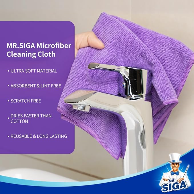MR.SIGA Microfiber Cleaning Cloths, All-Purpose Microfiber Towels, Streak Free - Image 5