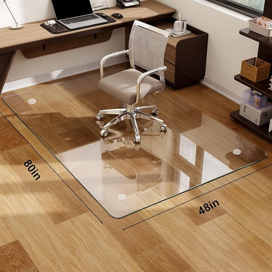 48" x 80" Tempered Glass -Glass Chair Mat, Heavy Duty Hard Floor Mat - Image 2