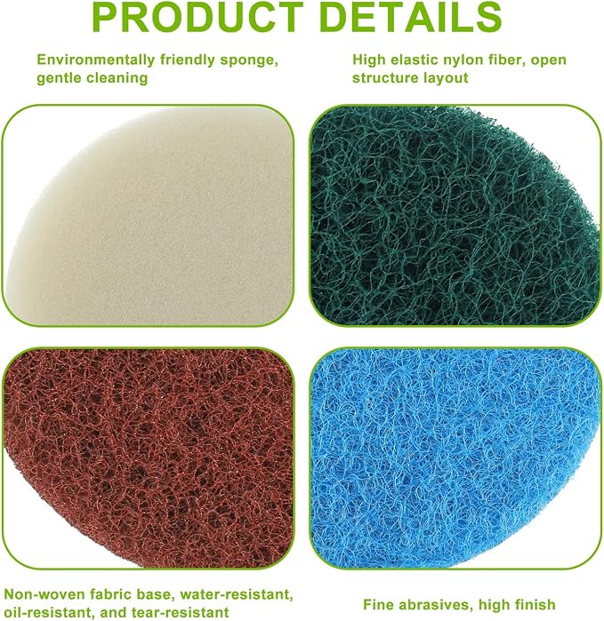 16pcs Electric Cleaning Brush Pad Set 4 Foam Pads 4 Kitchen Mats 4 Heavy Duty - Image 3