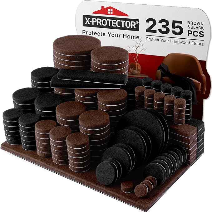 235 pcs Felt Furniture Pads Brown & Black X-Protector! Huge Quantity of by X-Protector