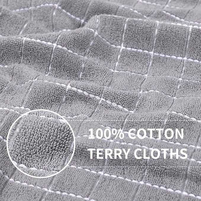 Homaxy 100% Cotton Terry Kitchen Towels, Checkered Designed, Soft and Super - Image 2