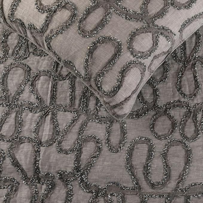 The HomeCentric King Queen Twin Bed Runner, Grey Designer Bed Scarf in Linen with Embroidery, Queen Size 74"x18" Bed Runner with 2 Pillow Cover, Bed Linen Foot Warmer Home Living - Grace Forever