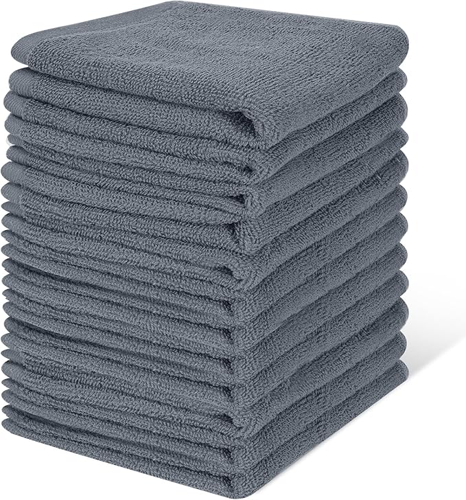 12 Pack 100% Cotton Wash Cloth, 12x12 Inch Highly Absorbent and Soft Feel by INFICRIME