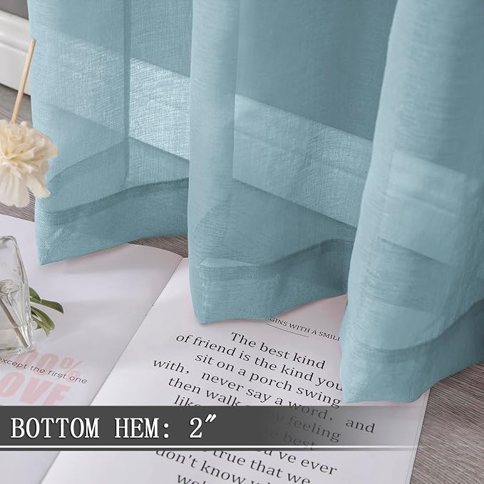Tollpiz Short Sheer Tier Curtains Linen Textured Half Kitchen Curtain Sheers - Image 4