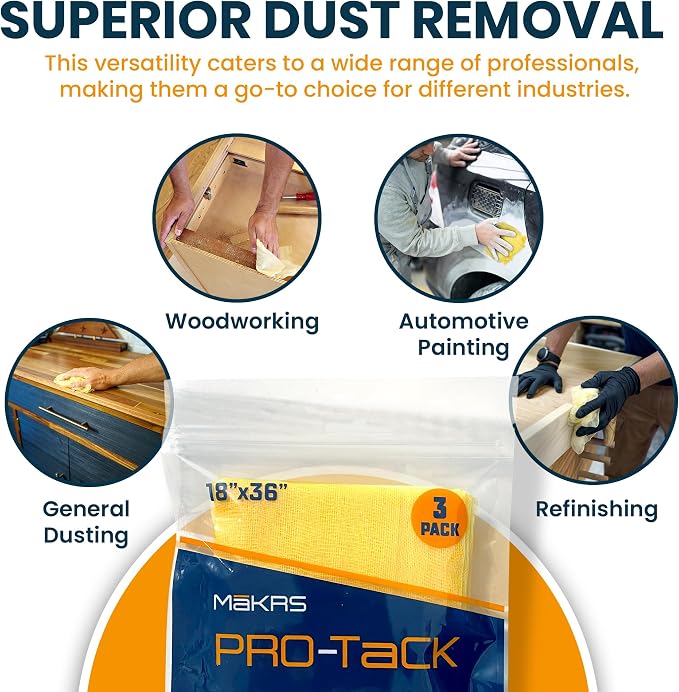 MāKRS 18" x 36" Pro-Tack Tack Cloth, Remove and Trap Dust Particles, 100% Cotton - Image 3