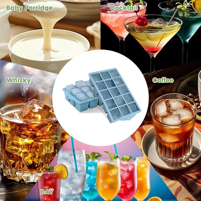 Silicone Ice Cube Tray, 3 Pack Easy-Release Stackable Ice Trays - Image 8