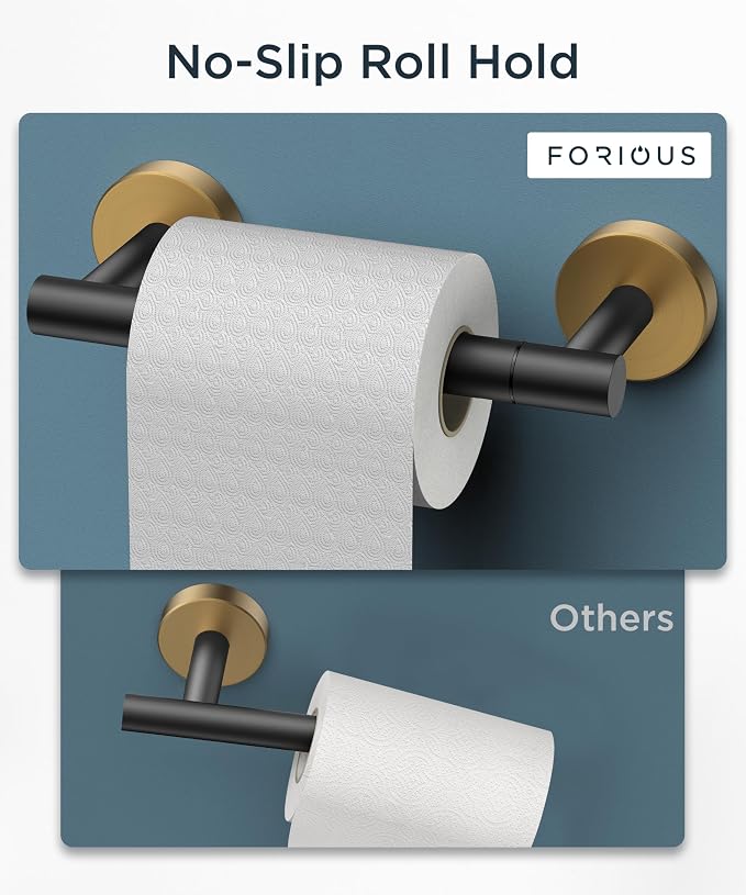 FORIOUS Toilet Paper Holder Wall Mount, Stainless Steel Rustproof Double Post - Image 6