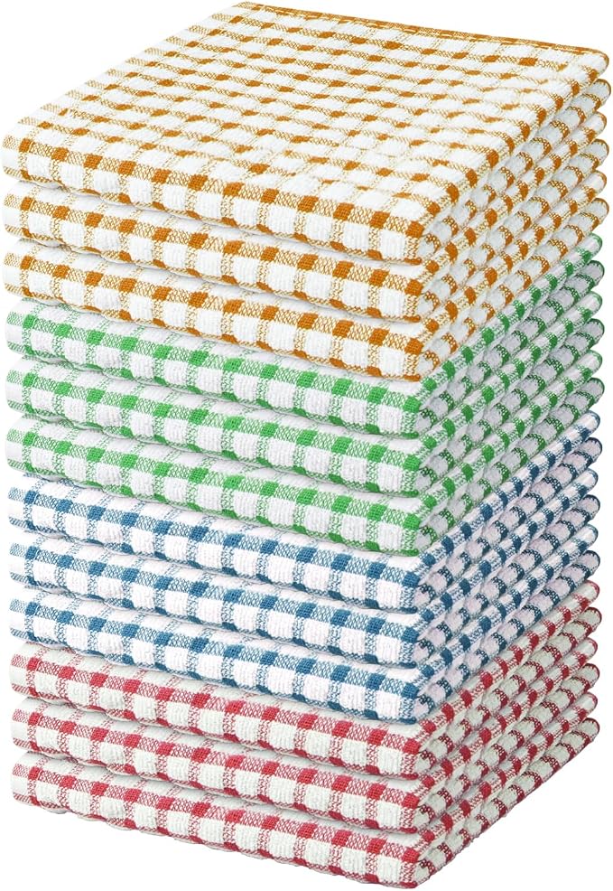 Nialnant 12 Pack Kitchen Dish Cloths, 100% Cotton Kitchen Towels Soft Absorbent by Nialnant