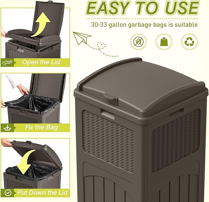 Greesum 33 Gallon Outdoor Trash Can - Image 2