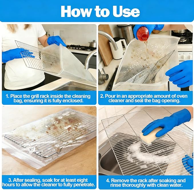 XANGNIER 5 Pack No Scrub Oven Rack Cleaning Bags, No Cleaner Included, No Messy - Image 5