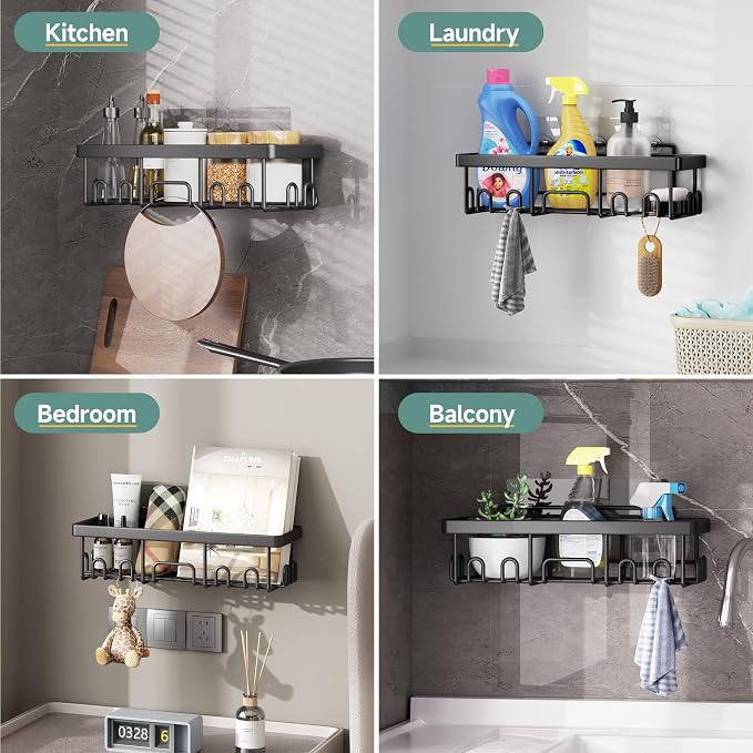 Veken 5-Pack Rustproof & Waterproof Shower Caddy 5-Pack, No Drilling Adhesive - Image 8