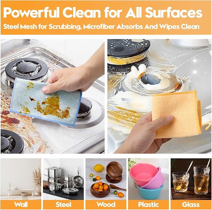 16 Pcs Multipurpose Wire Dishwashing Rags, Upgraded Dual-Sided Non Scratch Wire - Image 5