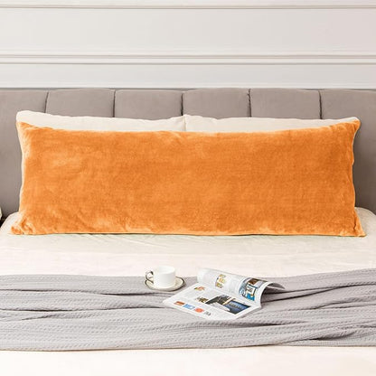 BEDELITE Body Pillow Cover with Zipper Closure, Super Soft and Cozy Fleece Pillowcase 20 x 54 Inches, Luxury Fluffy Plush Long Body Pillow Pillowcase for All Seasons(Burnt Orange)
