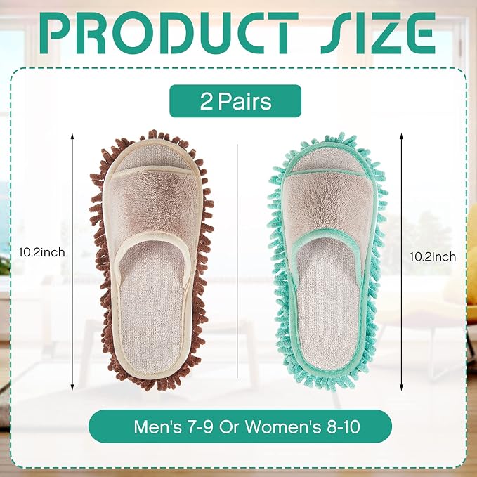 Jecery 2 Pairs Microfiber Cleaning Mop Slippers - Image 3