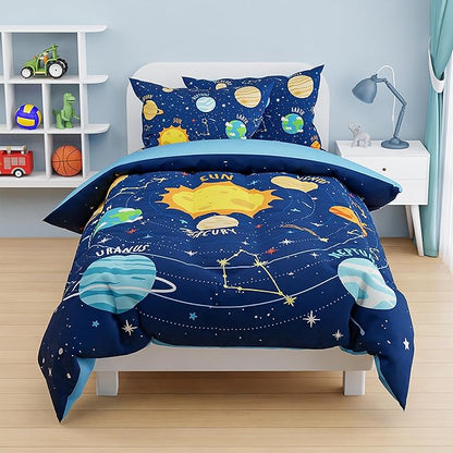 SANDJEST Solar System Duvet Cover Sets Full Size for Kids Boys, Incude 1 Polyester Comforter Cover 80x90 Inches and 2 Pillowcases 20x26 Inches, Comforter Not Included, Gift for Christmas Birthday