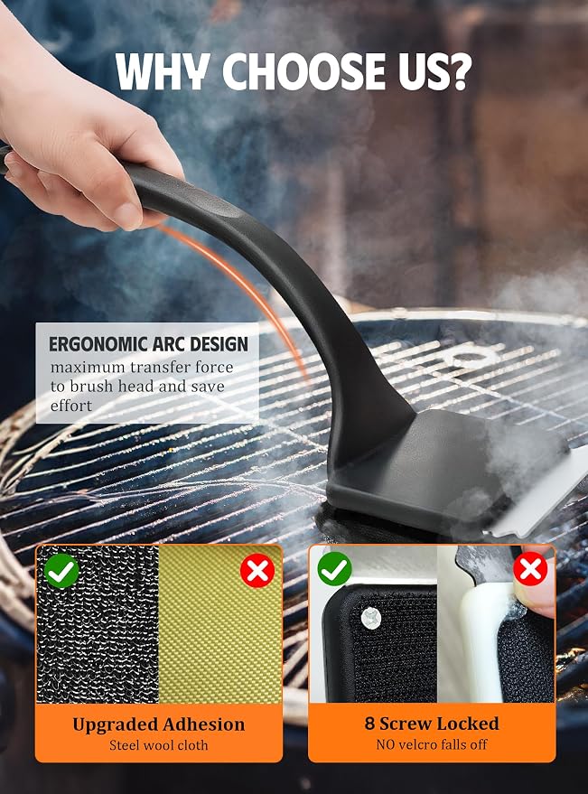 MEKER Grill Brush Bristle Free Replacement Pad, Ultra Safe Cleaning, Grill - Image 5