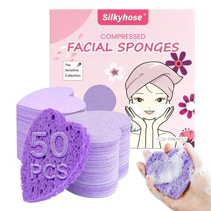 ‌Silkyhose 50-Count Compressed Cellulose Facial Sponges by Silkyhose