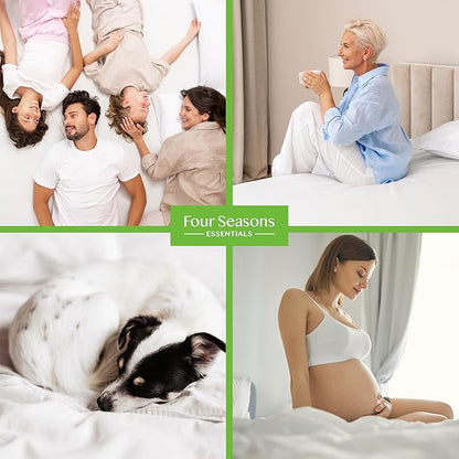Four Seasons Essentials RV King Size Waterproof Mattress Protector - Cooling Viscose derived from Bamboo Fitted Sheet Mattress Cover - Quilted Jacquard Pad Protects from Dust Allergens
