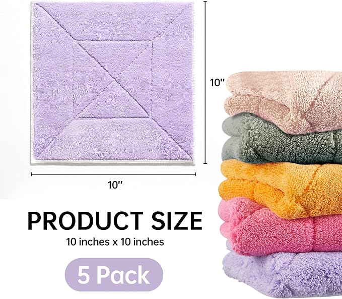 JOYMOOP 10 Pack Microfiber Cleaning Cloth 10” x 10”, Mixed Color Kitchen Towels - Image 5