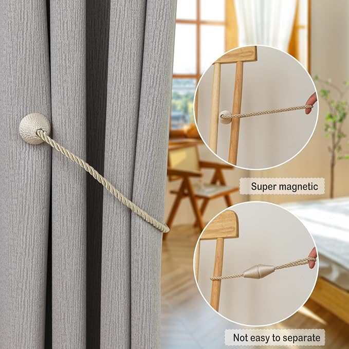 Magnetic Curtain Tiebacks 8 Pack Outdoor Rope Curtain Tie Backs Decorative - Image 4