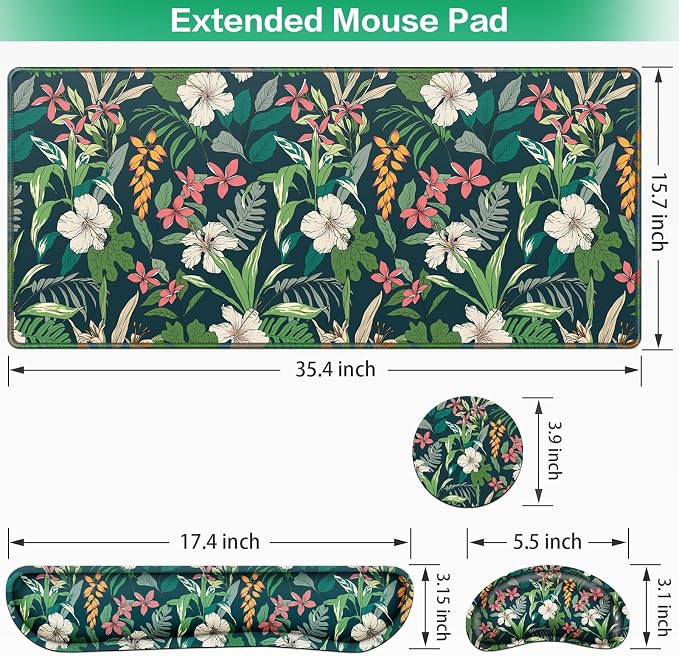 Desk Mat Floral, Large Gaming Mouse Pad - Image 6