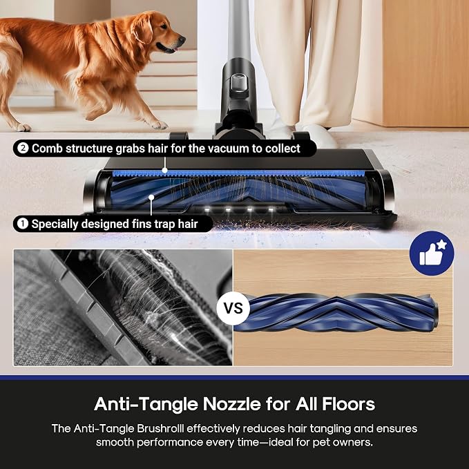 Eureka Cordless Vacuum Cleaner, Anti-Tangle Brushroll, Rechargeable Stick Vacuum - Image 2