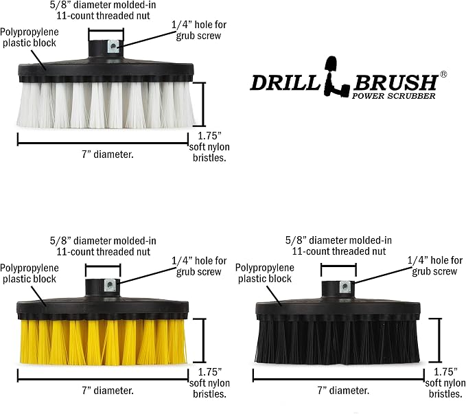 7 Inch Variety Cleaning Kit for Variable Speed Polisher – Big Cleaning Brushes - Image 5
