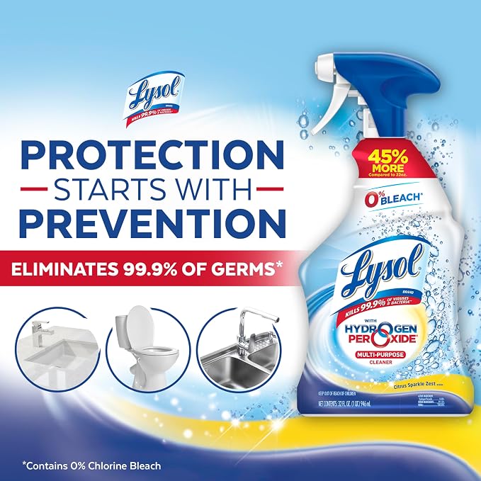 Lysol Cleaner Hydrogen Peroxide Multi-Purpose Cleaner Spray, 32 Fluid Ounce - Image 5