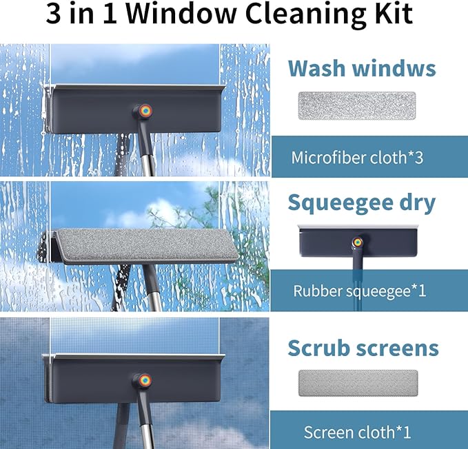 3 in 1 Window Squeegee for Home, Window Cleaning Kit - Image 2