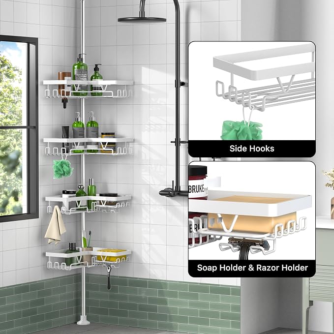 KEGII Corner Shower Caddy Tension Pole - Image 3