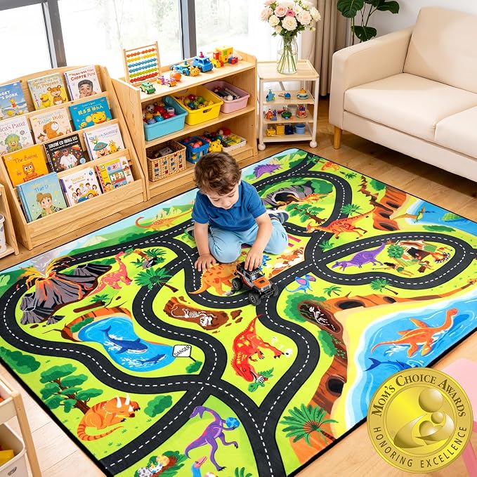 Kids Rug, 5x7 Ft Dinosaur Road Map Rug by Unknown