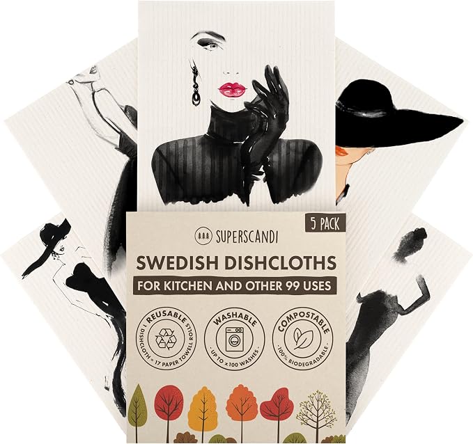 SUPERSCANDI 5 Pack Swedish Dishcloths by SUPERSCANDI