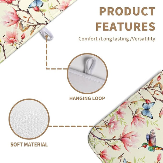 Spring Flowers Floral Dish Drying Mats Spring Summer Hummingbird Dish Mat - Image 2