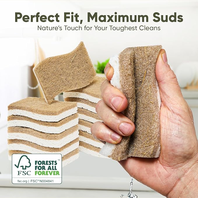 Plant-Based Kitchen Sponges | FSC-Certified & PETA Approved | Natural Cellulose - Image 4