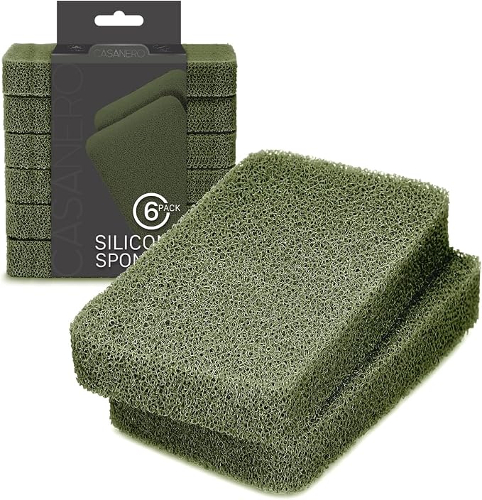 Casanero 6-Pack Silicone Scrubbing Sponges, Heavy-Duty, Non-Scratch | Reusable by Unknown