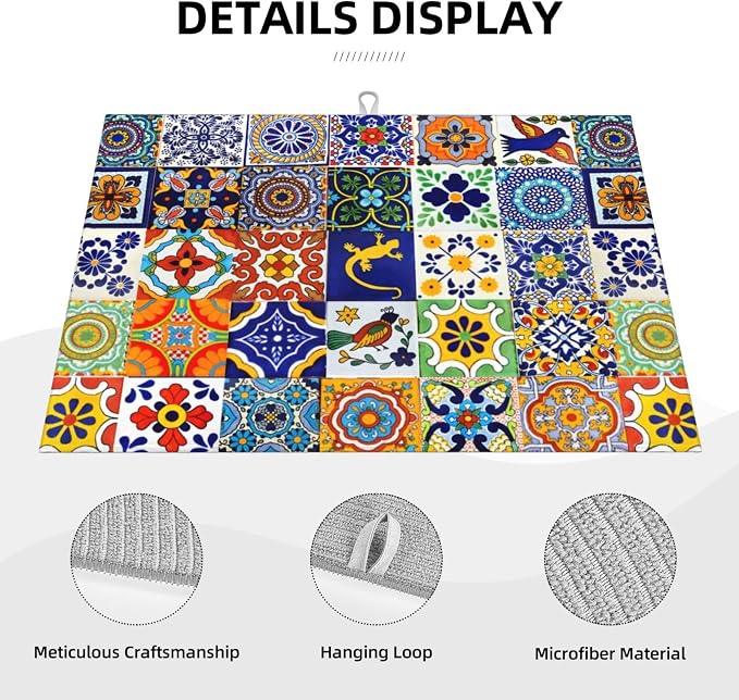 Mexican Tilt Dish Drying Mat For Kitchen Counter Absorbent Large Kitchen Fast - Image 4