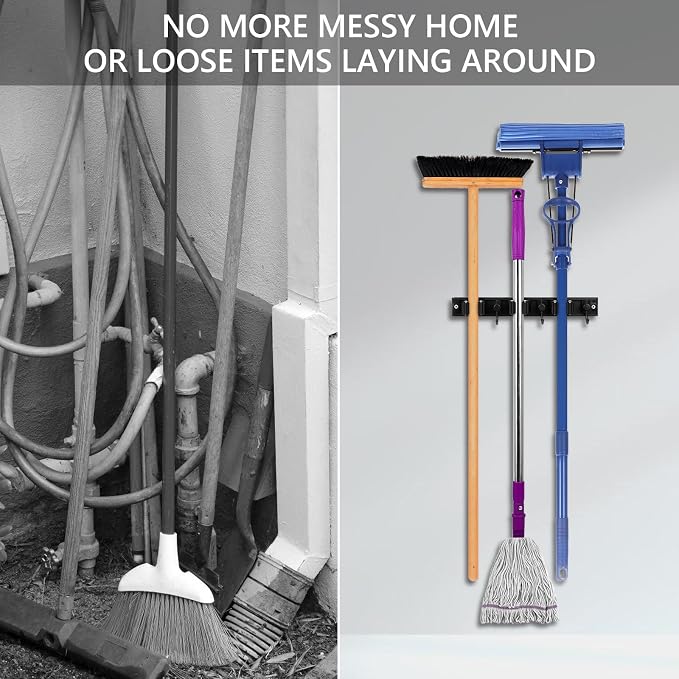 YA MI Mop holder, broom holder, stainless steel wall hanging tool storage device - Image 5