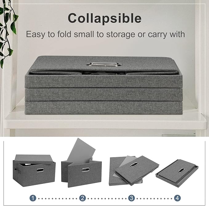 Medium 15" 21 Quart Collapsible Stackable Storage Bins - Image 5