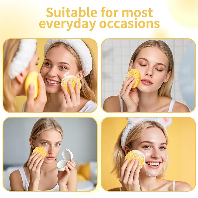 100-Count Compressed Facial Sponges, Natural Cosmetic Spa Sponges - Image 7