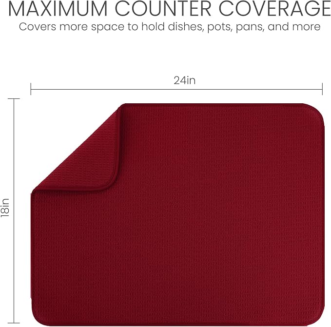 Bellemain XXL Dish Mat 24" x 17" Microfiber Dish Drying Mat, Super absorbent - Image 2