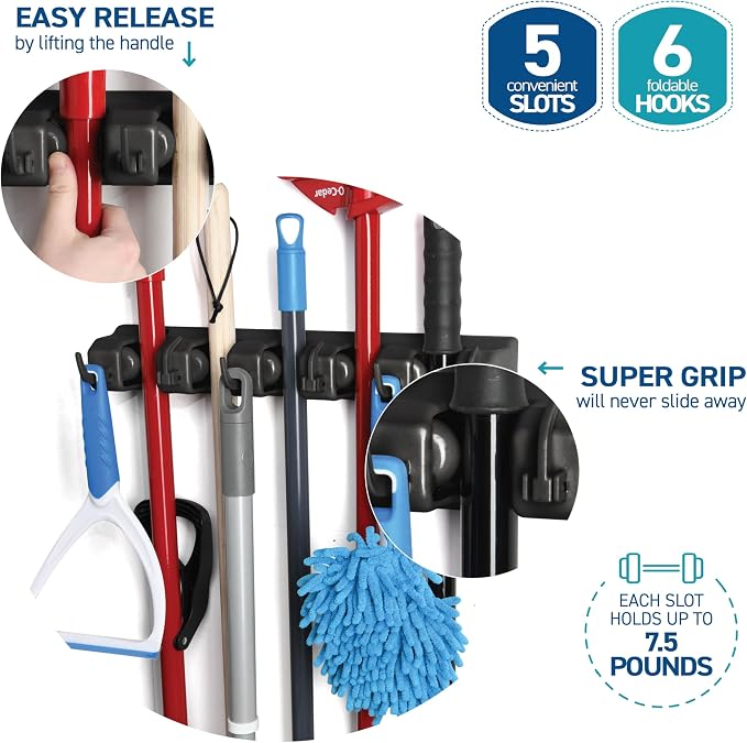 Mop and Broom Holder Wall Mount - Image 7