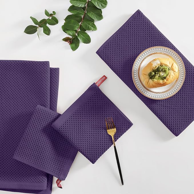 Homaxy 100% Cotton Kitchen Towels and Dishcloths Set, 12 x 12 Inches and 13 x - Image 6