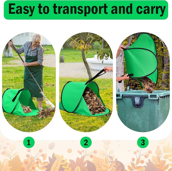 2025 New 60 Gallon Pop-Up Foldable Leaf Collector, Portable LeafBag, 600D - Image 7
