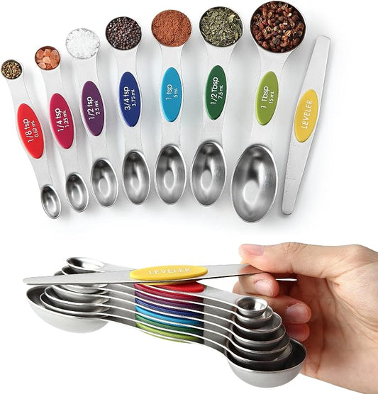 Spring Chef Multicolor Stainless Steel Magnetic Measuring Spoons Set of 8 by SpringChef