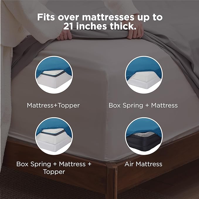 Bedsure Deep Pocket Queen Sheets Set - Fits Mattresses Up to 21 Inches Thick - 4 Piece GentleSoft Bed Sheets, Moisture Wicking, Soft & Cooling Bedsheet & Pillowcases, Easy & Secure Fit, Teal Blue